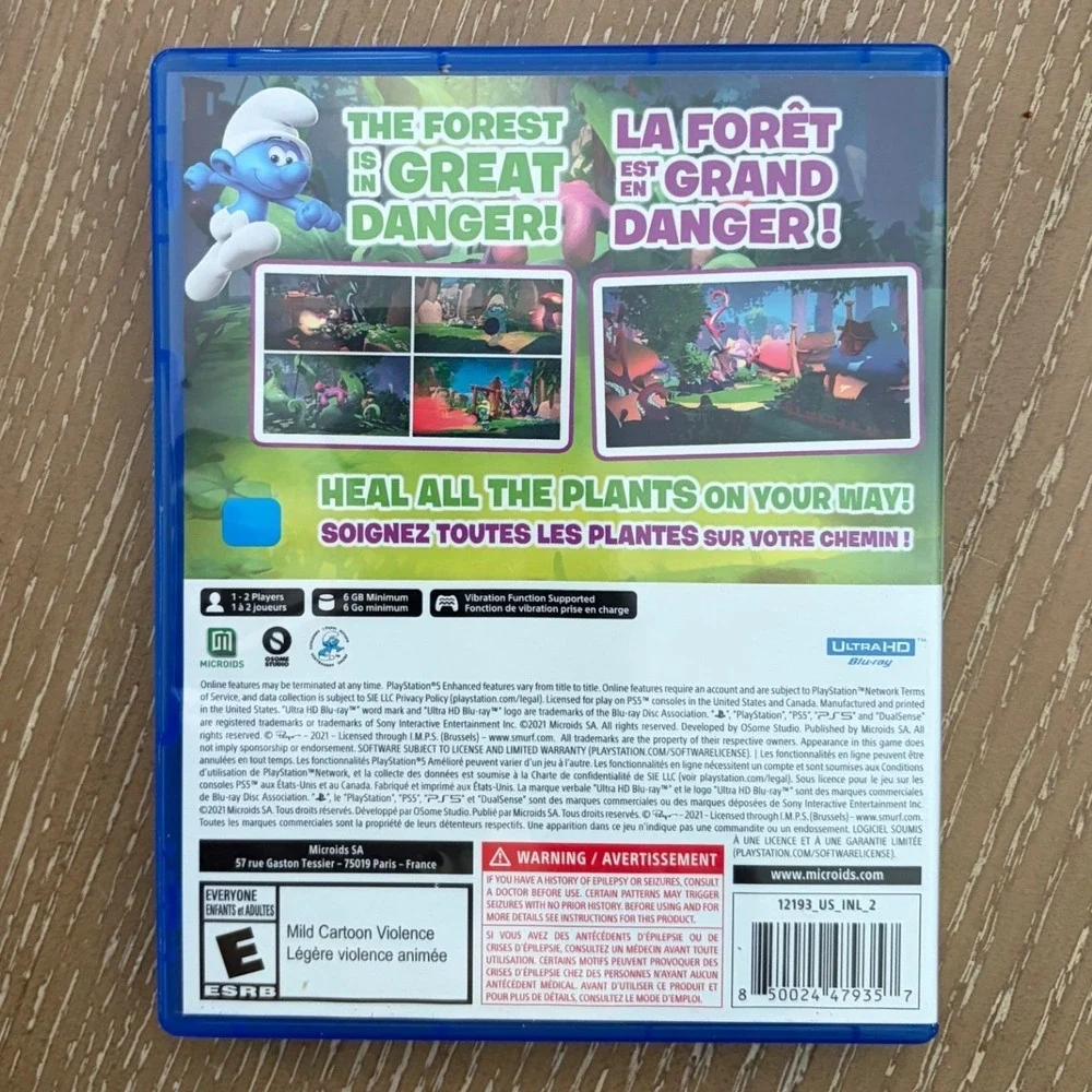 The Smurfs Mission Vileaf Sony PlayStation 5 PS5 Game Microids 2021 E Rating